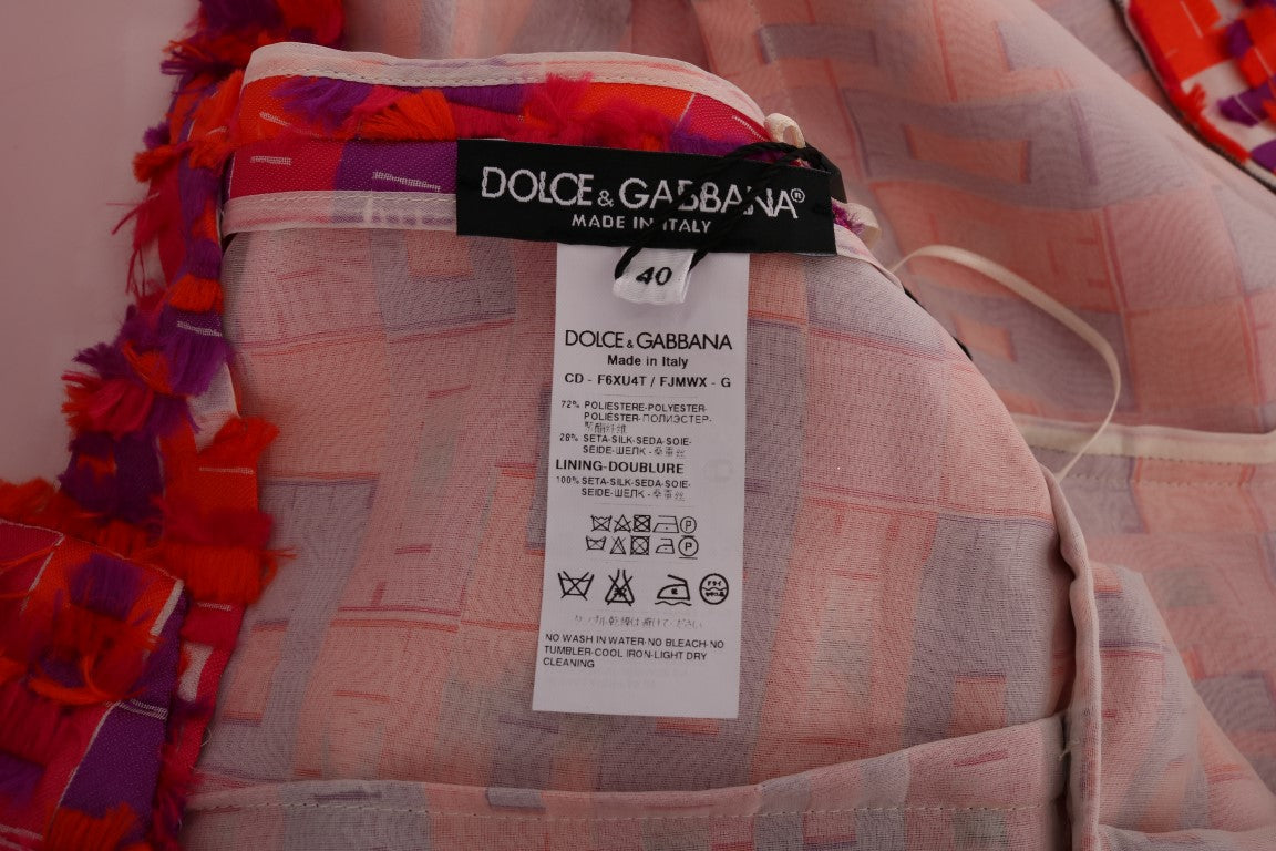 Dolce & Gabbana pink patterned A-line dress above the knee